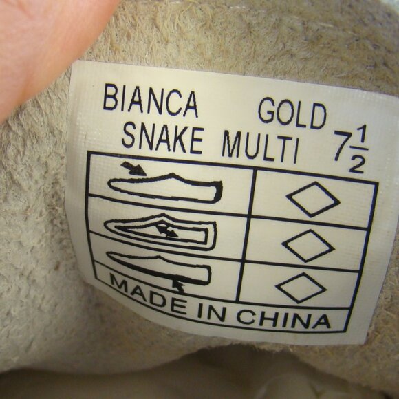 Vintage Havana Bianca gold snake white leather low top sneakers, size 7.5 - Picture 10 of 11